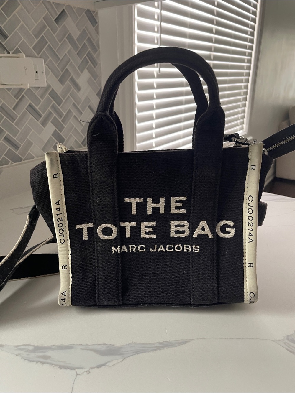 Marc Jacobs Black Canvas 'The Tote Bag' with Ivory Trim